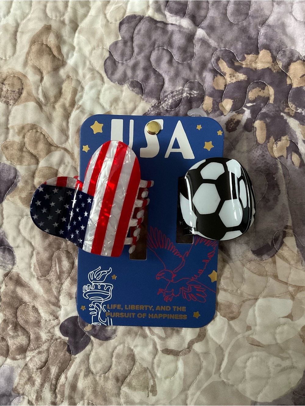 USA Soccer-Themed Hair Clips Set